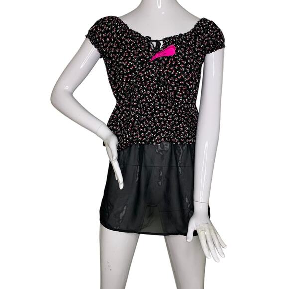 Forever 21 Mini Dress Short Sleeve Black Multicolor Floral Print Size S - Picture 3 of 8